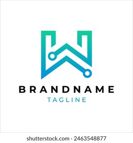 Moderner Buchstabe W Technologie Logo