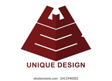 Modern letter WB creative pyramid shape logo