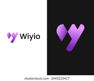 Modern Letter W,Y logo design branding elements