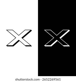 Vector de archivo de Ilustración vectorial de diseño de logotipo 3D de letra moderna X.