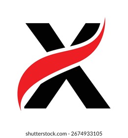 Modern Letter X Dynamic Red Swoosh Logo Icon Design