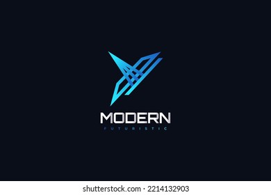 Modern Letter X Logo with Blue Futuristic Concept in Outline Style. Suitable for Business and Technology Logo