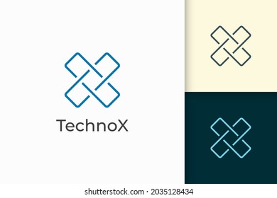 Logotipo de letra X moderna para la empresa de tecnología