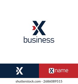 Modern Letter X Monogram with Arrow with three different backgrounds.