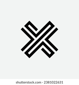 letra moderna X monograma línea geométrica diseño del logotipo basado en la primera línea