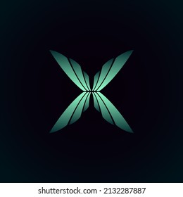 Modern letter X wings logo design illustration