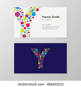 Modern letter Y circle colorful Business card template. Vector design. Layered, editable.