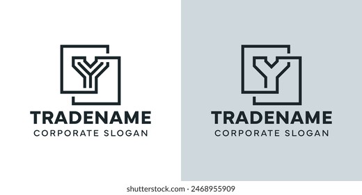 Modern Letter Y with Double Square Logo, for business with Y initial