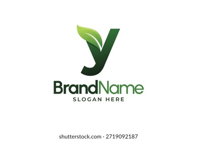 Modern Letter Y leaf logo. Alphabetic leaves logo template. Organic shape logo for herbal company. Initial Y leaf symbols. Eco company icon template. Green Nature logo. Initial sign for clinic company