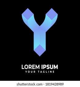 Modern letter Y logo isolated blue color