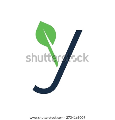 Modern letter Y logo with a leaf element symbolizing growth, sustainability, and eco values. Perfect for green brands, wellness startups, organic products, and environmental businesses.