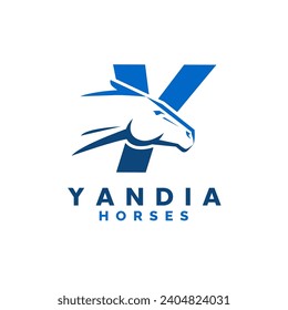 Modern Letter Y Monogram Horse Head logo, letter Y horse logo, horse head logo