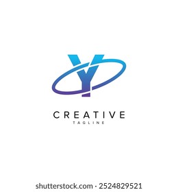 Modern Letter Y and Planet Logo Design. Initial Vector Elements.