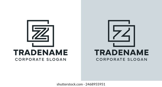 Modern Letter Z with Double Square Logo, for business with Z initial