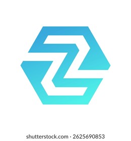 Modern Letter Z Inside Gradient Hexagon Vector