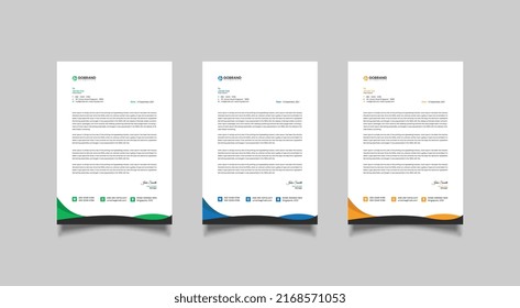 Modern letterhead, With 3 color set business letterhead template design