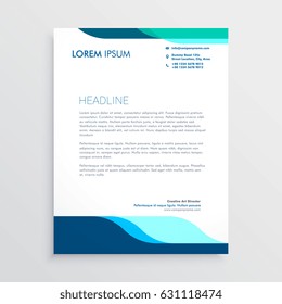 Modern Letterhead Design With Clean Blue Shapes