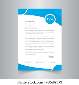 modern letterhead design with clean blue shapes