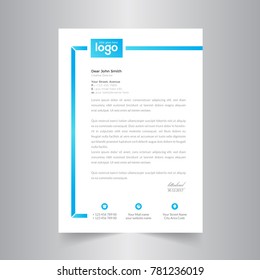 modern letterhead design with clean blue shapes