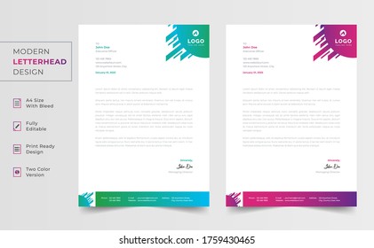 Modern Letterhead Design Editable Vector file
