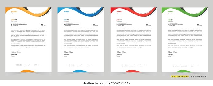 modern letterhead design template, a4 print ready letterhead