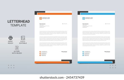 Modern letterhead design template. Professional corporate company business letterhead template design. Vector graphic design..eps
