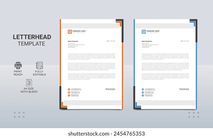 Modern letterhead design template. Professional corporate company business letterhead template design. Vector graphic design..eps
