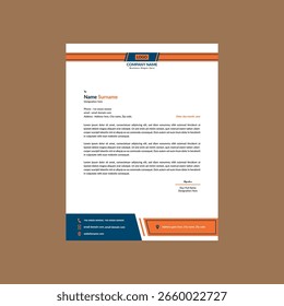 Modern Letterhead Layout. Minimal Template Display for Promotional Campaign.