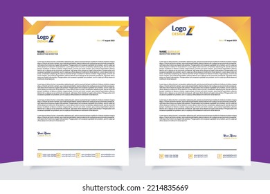 modern letterhead template for business company stationery design with A4 sheet vector format and editable layout in yellow color
