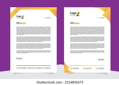 modern letterhead template for business company stationery design with A4 sheet vector format and editable layout in yellow color