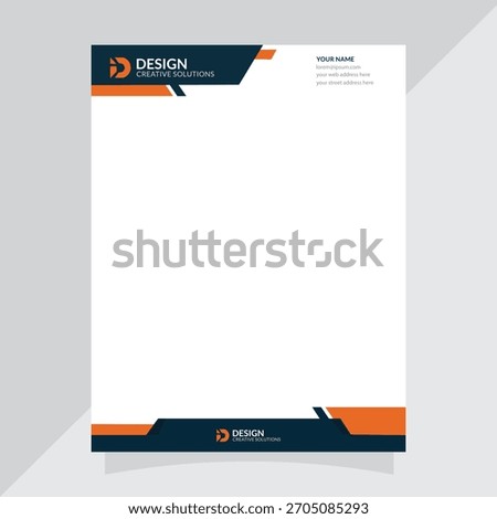Modern letterhead template with a clean, professional design featuring dark blue and orange accents. Suitable for business or personal use.