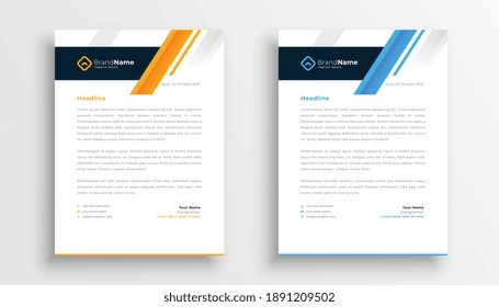 modern letterhead template design set for business