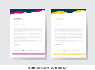 modern letterhead templates for your business, Vector illustration, corporate modern letterhead design template with yellow and purple, professional and business letterhead 