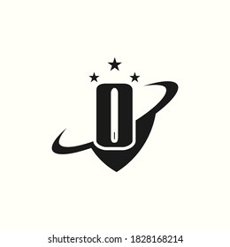 modern lettering shield with three stars logo