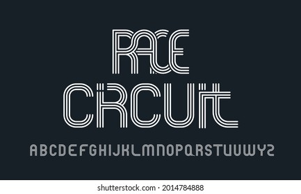 Modern Lettering Typography Racing circuit logo with line-style Alphabet Letter Set