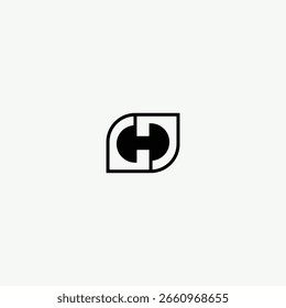 Letras modernas GG ou GH Folha Monograma com fundo branco. 