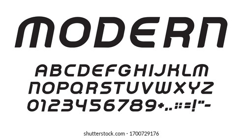 Modern letters, numbers and punctuations symbols set. Modern style alphabet. Font for events, promotions, logos, banner, monogram and poster. Vector typography design.
