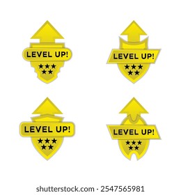 Modern level up Text Badge design - level up word with direction arrow set