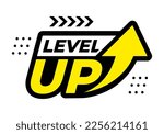 modern level up typography logo design. level up text with arrow. vector illustration