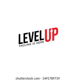 Modern Level Up Typography Logo Design Inspiration