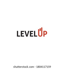 Modern Level Up Typography Logo design inspiration
