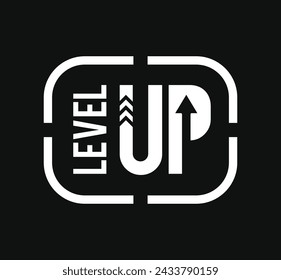 Modern Level Up Typography Logo design. level up text arrow negative space. vector illustration