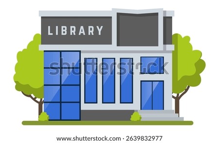 Modern library building with blue windows and trees, embodying the importance of knowledge, learning, and community resources in a vibrant urban setting
