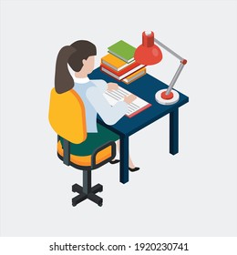 Modern library with outdoor reading area computer catalog online books access flat icons composition vector illustration