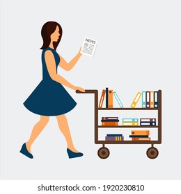 Modern library with outdoor reading area computer catalog online books access flat icons composition vector illustration