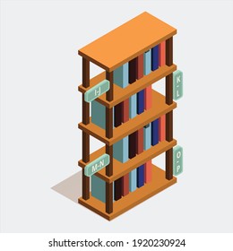 Biblioteca moderna con área de lectura al aire libre catálogo de computadoras libros en línea acceso a iconos planos composición ilustración vectorial