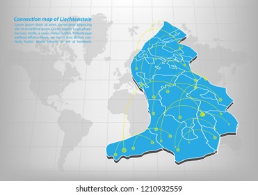 Modern of liechtenstein Map connections network design, Best Internet Concept of liechtenstein map business from concepts series, map point and line composition. Infographic map. Vector Illustration.