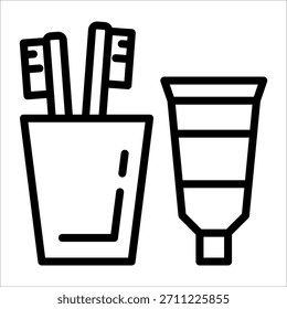 Modern life single icon for tooth brush and tooth paste sign for design element