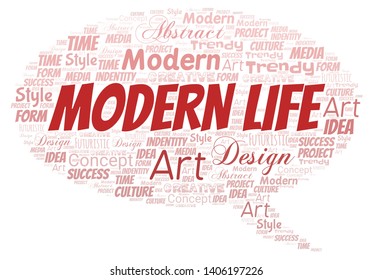 Modern Life word cloud. Wordcloud made with text only.