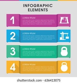 Modern lifting infographic template. infographic design with lifting icons includes construction crane. can be used for presentation, diagram, annual report, web design.
